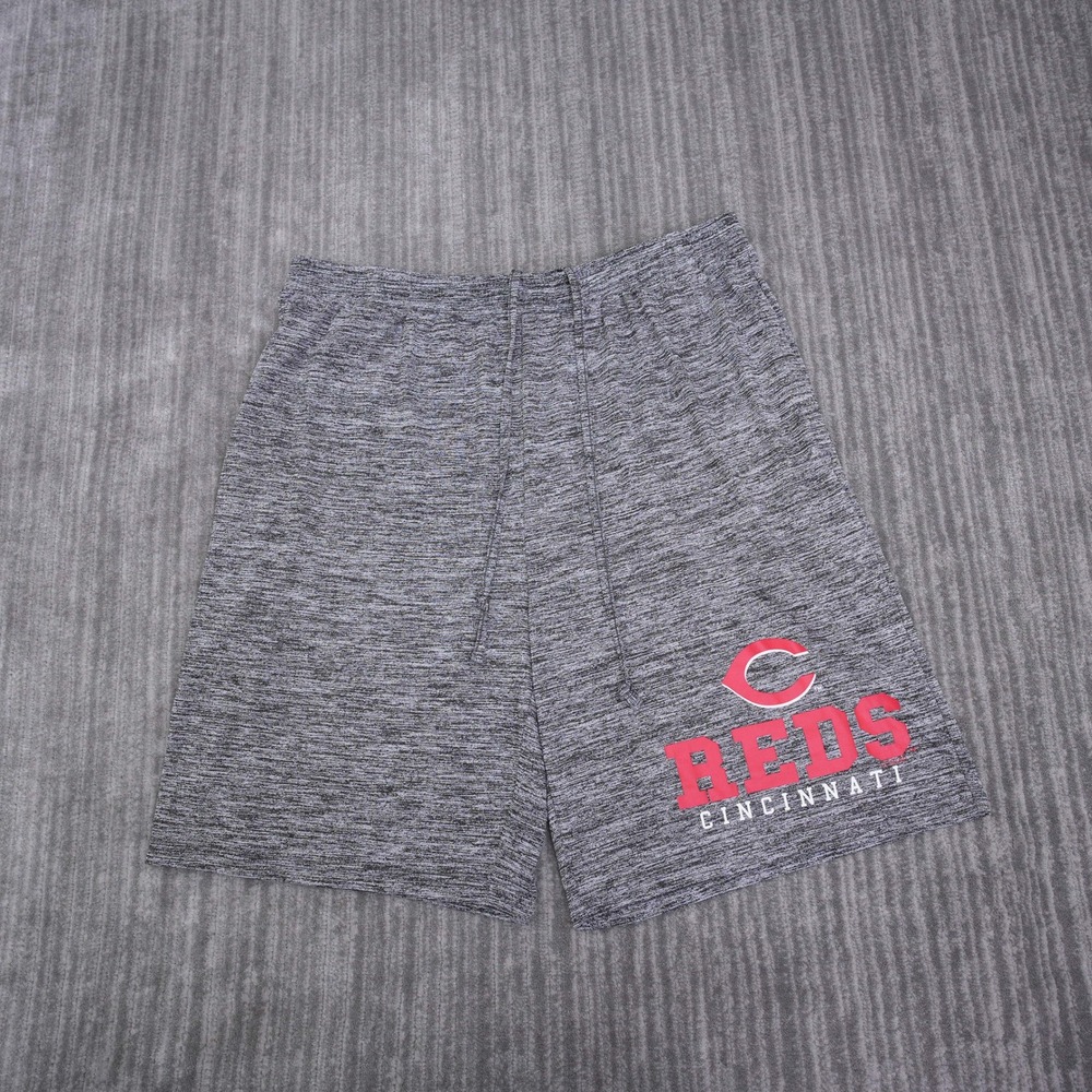MLB Cincinnati Reds Mens XL Grey Heather Space Dye Athletic Gym Shorts Pockets